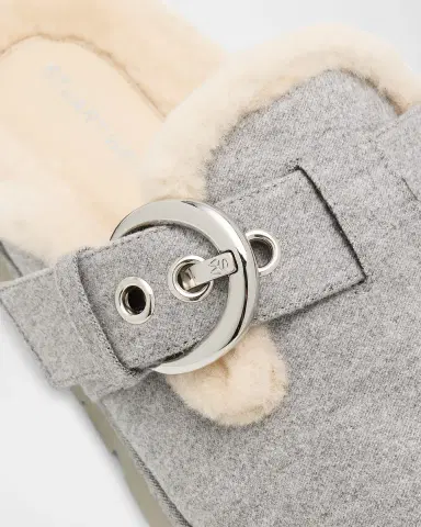 Stuart Weitzman Chrystie Shearling-Lined Flannel Mules | Thumbnail 5 Stuart Weitzman Chrystie Shearling-Lined Flannel Mules | Thumbnail 5