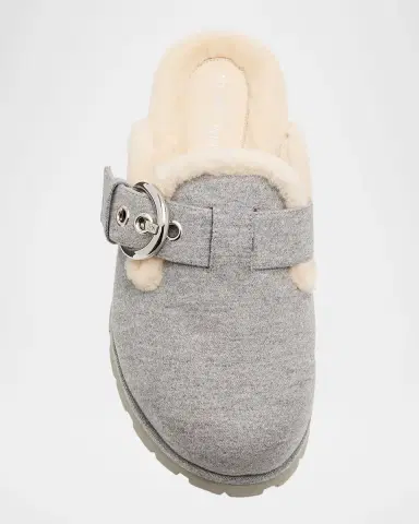 Stuart Weitzman Chrystie Shearling-Lined Flannel Mules | Thumbnail 6 Stuart Weitzman Chrystie Shearling-Lined Flannel Mules | Thumbnail 6