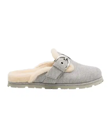 Stuart Weitzman Chrystie Shearling-Lined Flannel Mules | Thumbnail 1 Stuart Weitzman Chrystie Shearling-Lined Flannel Mules | Thumbnail 1