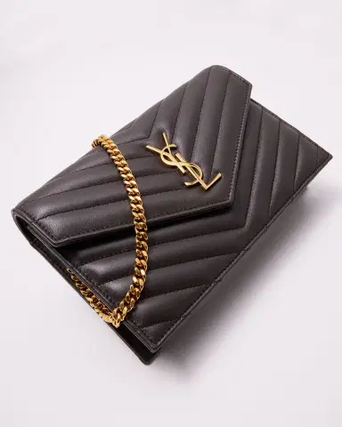 Saint Laurent Small YSL Wallet on Chain in Grain Leather | Thumbnail 4 Saint Laurent Small YSL Wallet on Chain in Grain Leather | Thumbnail 4