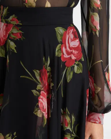 Dolce & Gabbana Rose-Print Overlay Midi Silk Skirt | Thumbnail 5 Dolce & Gabbana Rose-Print Overlay Midi Silk Skirt | Thumbnail 5