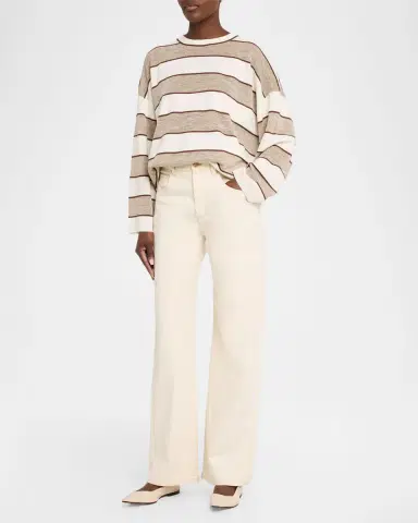 Brunello Cucinelli Shimmering Striped Wool-Cashmere Crewneck Sweater | Thumbnail 2 Brunello Cucinelli Shimmering Striped Wool-Cashmere Crewneck Sweater | Thumbnail 2