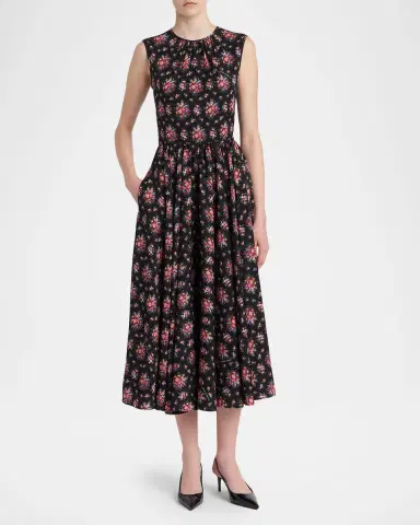 Dolce & Gabbana Small Rose Bouquets-Print Sleeveless Midi Dress | Thumbnail 2 Dolce & Gabbana Small Rose Bouquets-Print Sleeveless Midi Dress | Thumbnail 2