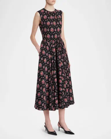 Dolce & Gabbana Small Rose Bouquets-Print Sleeveless Midi Dress | Thumbnail 4 Dolce & Gabbana Small Rose Bouquets-Print Sleeveless Midi Dress | Thumbnail 4