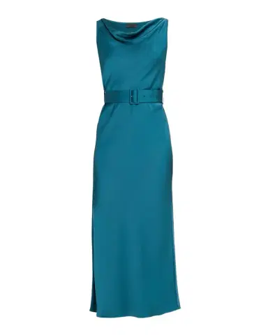 LAPOINTE Cowl-Neck Satin Belted Sleeveless Midi Dress | Thumbnail 1 LAPOINTE Cowl-Neck Satin Belted Sleeveless Midi Dress | Thumbnail 1