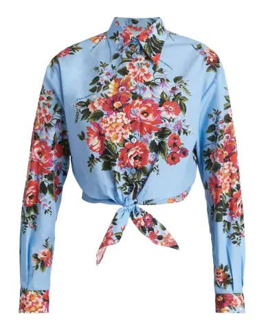 Dolce & Gabbana Floral-Print Knotted Crop Button-Down Shirt | Thumbnail 1 Dolce & Gabbana Floral-Print Knotted Crop Button-Down Shirt | Thumbnail 1