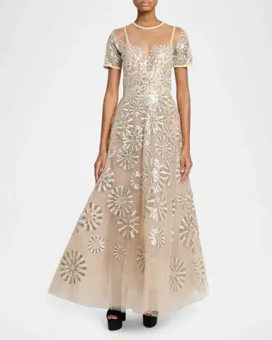 Elie Saab Sequin Embroidered Tulle Illusion Gown | Thumbnail 2 Elie Saab Sequin Embroidered Tulle Illusion Gown | Thumbnail 2