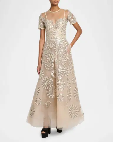 Elie Saab Sequin Embroidered Tulle Illusion Gown | Thumbnail 4 Elie Saab Sequin Embroidered Tulle Illusion Gown | Thumbnail 4
