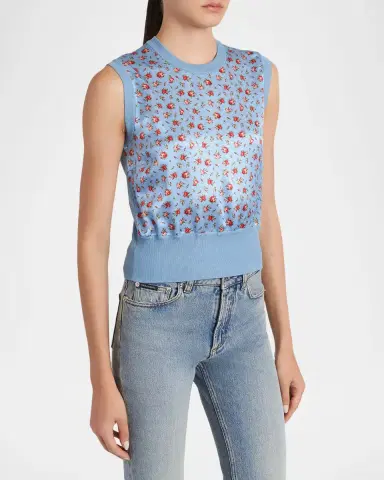 Dolce & Gabbana Small Rose Bouquets-Print Silk Tank Top | Thumbnail 4 Dolce & Gabbana Small Rose Bouquets-Print Silk Tank Top | Thumbnail 4