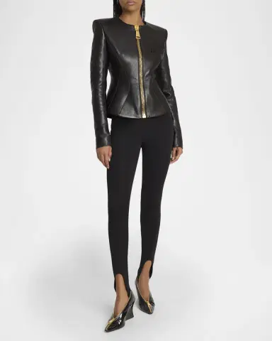 Balmain Fitted Lambskin Leather Jacket | Thumbnail 2 Balmain Fitted Lambskin Leather Jacket | Thumbnail 2