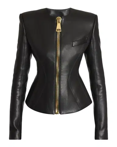 Balmain Fitted Lambskin Leather Jacket | Thumbnail 1 Balmain Fitted Lambskin Leather Jacket | Thumbnail 1