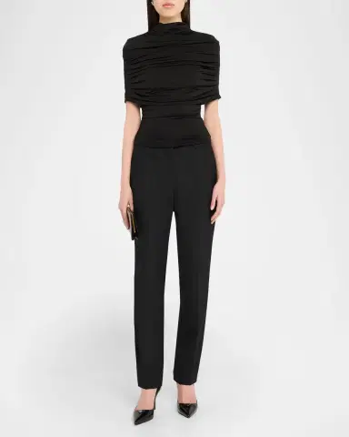 Lapointe Mock-Neck Ruched Jersey Top | Thumbnail 2 Lapointe Mock-Neck Ruched Jersey Top | Thumbnail 2