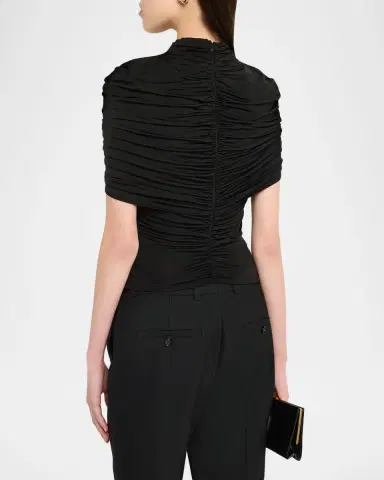 Lapointe Mock-Neck Ruched Jersey Top | Thumbnail 3 Lapointe Mock-Neck Ruched Jersey Top | Thumbnail 3
