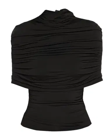 Lapointe Mock-Neck Ruched Jersey Top | Thumbnail 1 Lapointe Mock-Neck Ruched Jersey Top | Thumbnail 1