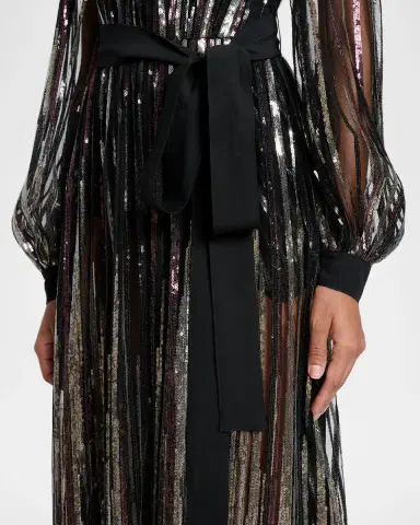 Elie Saab Sequin Embroidered Tulle Long-Sleeve Maxi Dress | Thumbnail 5 Elie Saab Sequin Embroidered Tulle Long-Sleeve Maxi Dress | Thumbnail 5