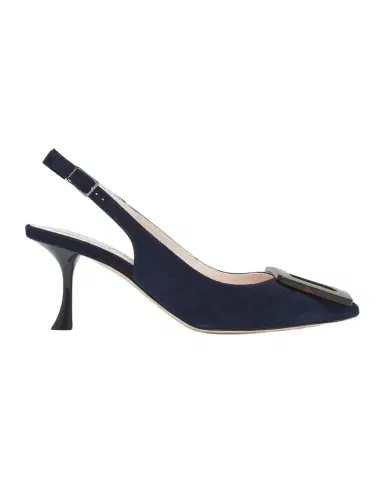 Roger Vivier 65mm Viv in the City Suede Buckle Slingback Pumps | Thumbnail 1 Roger Vivier 65mm Viv in the City Suede Buckle Slingback Pumps | Thumbnail 1