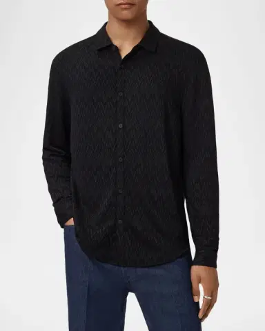 JOHN VARVATOS en's Redmond Herringbone Button-Down Shirt | Thumbnail 4 JOHN VARVATOS en's Redmond Herringbone Button-Down Shirt | Thumbnail 4