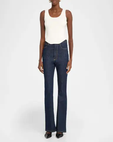 ALAÏA Sleeveless Ribbed Knit Corset Top | Thumbnail 2 ALAÏA Sleeveless Ribbed Knit Corset Top | Thumbnail 2