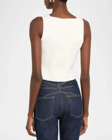 ALAÏA Sleeveless Ribbed Knit Corset Top | Thumbnail 3 ALAÏA Sleeveless Ribbed Knit Corset Top | Thumbnail 3