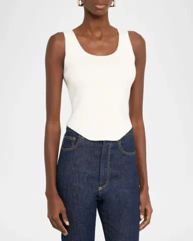 ALAÏA Sleeveless Ribbed Knit Corset Top | Thumbnail 4 ALAÏA Sleeveless Ribbed Knit Corset Top | Thumbnail 4
