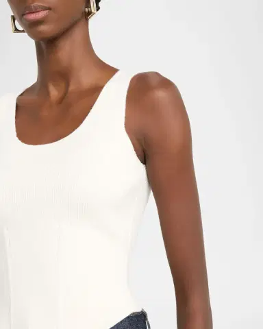 ALAÏA Sleeveless Ribbed Knit Corset Top | Thumbnail 5 ALAÏA Sleeveless Ribbed Knit Corset Top | Thumbnail 5