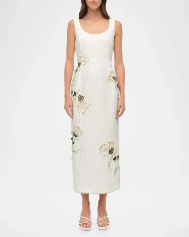 SIMKHAI Lilibeth Sleeveless Floral Applique Midi Dress | Thumbnail 2 SIMKHAI Lilibeth Sleeveless Floral Applique Midi Dress | Thumbnail 2