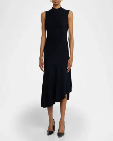 Alaïa Mock-Neck Sculpting Wool Dress | Thumbnail 2 Alaïa Mock-Neck Sculpting Wool Dress | Thumbnail 2