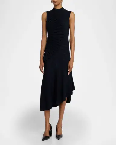 Alaïa Mock-Neck Sculpting Wool Dress | Thumbnail 4 Alaïa Mock-Neck Sculpting Wool Dress | Thumbnail 4