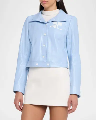 Courrèges Textured Vinyl Crop Jacket | Thumbnail 4 Courrèges Textured Vinyl Crop Jacket | Thumbnail 4