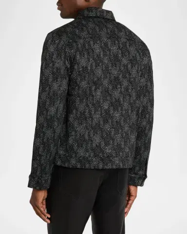 JOHN VARVATOS Men's Hallet Jacquard Herringbone Trucker Jacket | Thumbnail 3 JOHN VARVATOS Men's Hallet Jacquard Herringbone Trucker Jacket | Thumbnail 3