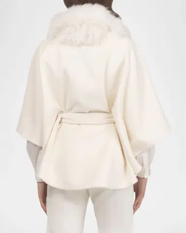 Gorski Select Wool Belted Cape with Select Lamb Collar | Thumbnail 3 Gorski Select Wool Belted Cape with Select Lamb Collar | Thumbnail 3