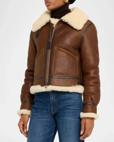 Polo Ralph Lauren Leather-Trim Shearling Aviator Jacket | Thumbnail 4 Polo Ralph Lauren Leather-Trim Shearling Aviator Jacket | Thumbnail 4