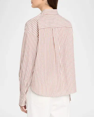Brunello Cucinelli Striped Cotton Poplin Button-Down Shirt | Thumbnail 3 Brunello Cucinelli Striped Cotton Poplin Button-Down Shirt | Thumbnail 3