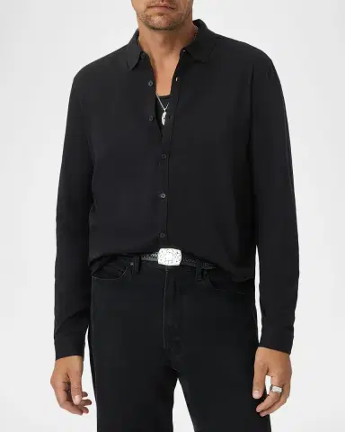 JOHN VARVATOS Men's Gareth Organic Cotton Button-Down Shirt | Thumbnail 4 JOHN VARVATOS Men's Gareth Organic Cotton Button-Down Shirt | Thumbnail 4