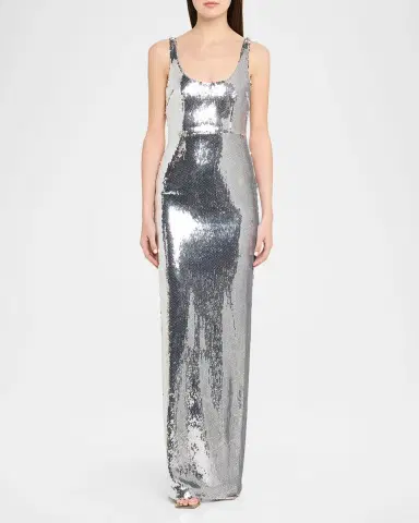 Alex Perry Sleeveless Sequined Column Singlet Gown | Thumbnail 2 Alex Perry Sleeveless Sequined Column Singlet Gown | Thumbnail 2