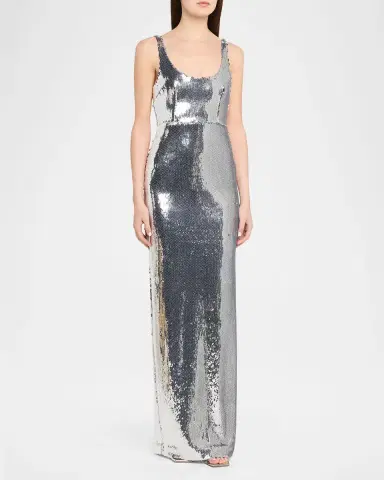Alex Perry Sleeveless Sequined Column Singlet Gown | Thumbnail 4 Alex Perry Sleeveless Sequined Column Singlet Gown | Thumbnail 4