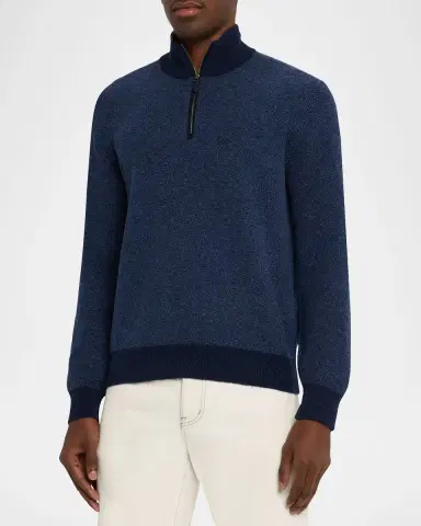 Ralph Lauren Purple Label Men's Birdseye Cashmere Quarter-Zip Sweater | Thumbnail 4 Ralph Lauren Purple Label Men's Birdseye Cashmere Quarter-Zip Sweater | Thumbnail 4