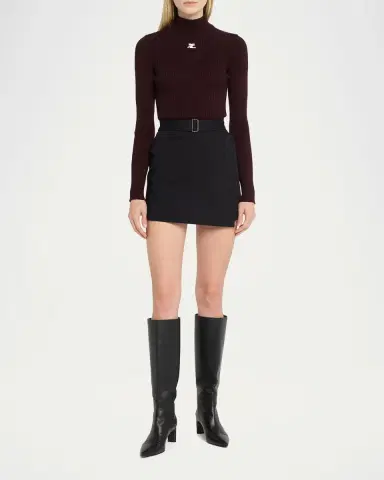 Courreges Turtleneck Long-Sleeve Rib Sweater | Thumbnail 2 Courreges Turtleneck Long-Sleeve Rib Sweater | Thumbnail 2