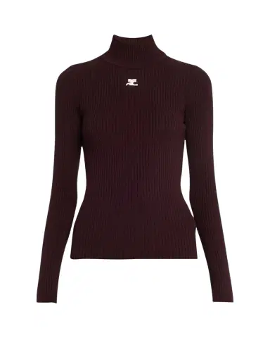 Courreges Turtleneck Long-Sleeve Rib Sweater | Thumbnail 1 Courreges Turtleneck Long-Sleeve Rib Sweater | Thumbnail 1