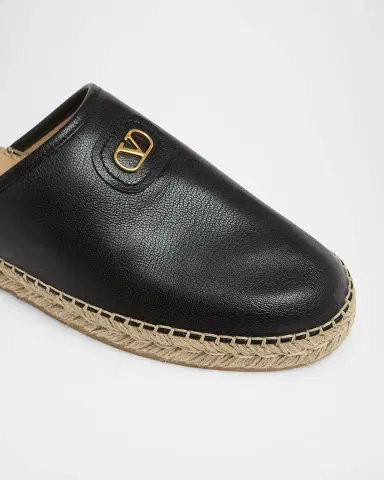 Valentino Garavani Men's Leather Espadrille Mule Slides | Thumbnail 5 Valentino Garavani Men's Leather Espadrille Mule Slides | Thumbnail 5