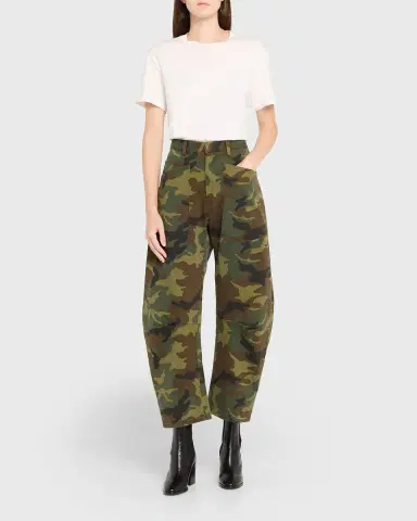 Nili Lotan Shon Camo-Print Barrel-Leg Ankle Pants | Thumbnail 2 Nili Lotan Shon Camo-Print Barrel-Leg Ankle Pants | Thumbnail 2