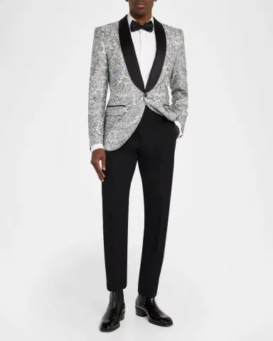 Dolce & Gabbana Men's Floral Lamé Single-Breasted Jacket | Thumbnail 2 Dolce & Gabbana Men's Floral Lamé Single-Breasted Jacket | Thumbnail 2