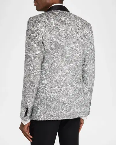 Dolce & Gabbana Men's Floral Lamé Single-Breasted Jacket | Thumbnail 3 Dolce & Gabbana Men's Floral Lamé Single-Breasted Jacket | Thumbnail 3