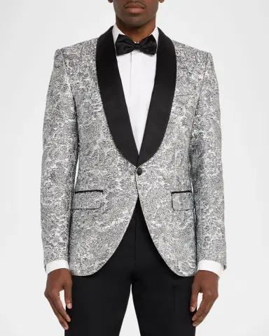 Dolce & Gabbana Men's Floral Lamé Single-Breasted Jacket | Thumbnail 4 Dolce & Gabbana Men's Floral Lamé Single-Breasted Jacket | Thumbnail 4