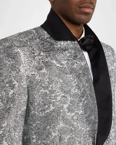 Dolce & Gabbana Men's Floral Lamé Single-Breasted Jacket | Thumbnail 7 Dolce & Gabbana Men's Floral Lamé Single-Breasted Jacket | Thumbnail 7