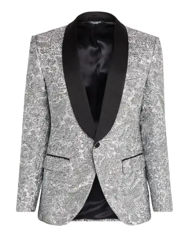 Dolce & Gabbana Men's Floral Lamé Single-Breasted Jacket | Thumbnail 1 Dolce & Gabbana Men's Floral Lamé Single-Breasted Jacket | Thumbnail 1