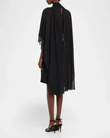 Rickie Freeman for Teri Jon Chiffon Tie-Neck Cape Slip Dress | Thumbnail 3 Rickie Freeman for Teri Jon Chiffon Tie-Neck Cape Slip Dress | Thumbnail 3