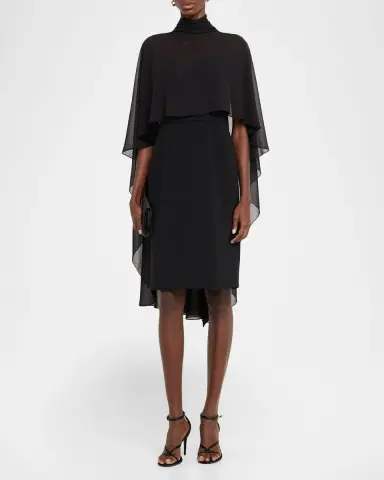 Rickie Freeman for Teri Jon Chiffon Tie-Neck Cape Slip Dress | Thumbnail 4 Rickie Freeman for Teri Jon Chiffon Tie-Neck Cape Slip Dress | Thumbnail 4