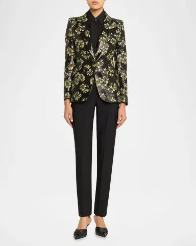 McQueen Lacquered Sunflower Single-Breasted Jacket | Thumbnail 2 McQueen Lacquered Sunflower Single-Breasted Jacket | Thumbnail 2