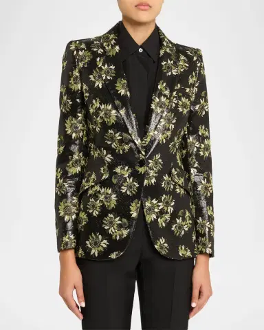 McQueen Lacquered Sunflower Single-Breasted Jacket | Thumbnail 4 McQueen Lacquered Sunflower Single-Breasted Jacket | Thumbnail 4